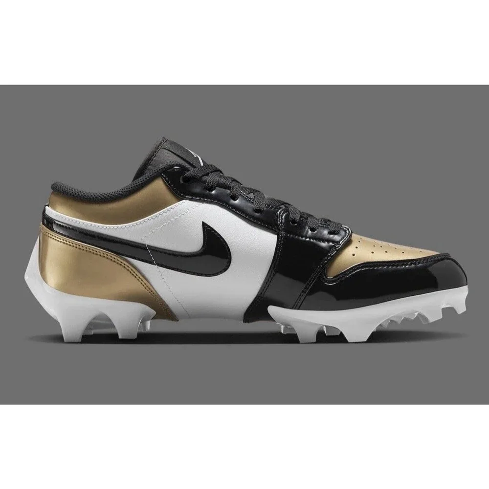 Nike Jordan 1 Low TD Football cleat FJ6245-701 Metallic Gold Black White size 12
